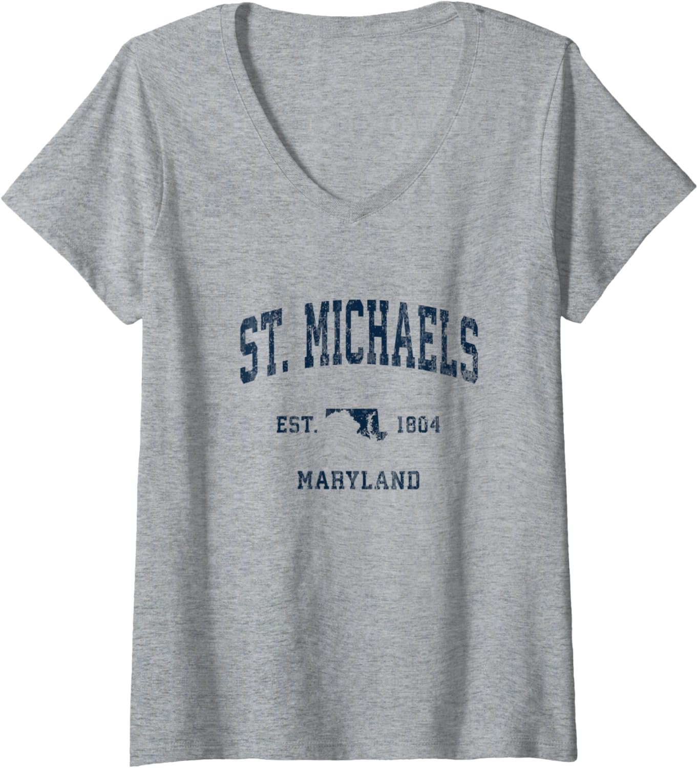 Womens St. Michaels Maryland MD Vintage Athletic Navy Sports Design V-Neck Apparel | Premium Quality