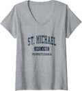 Womens St. Michael Pennsylvania PA Vintage Athletic Sports Design V-Neck Apparel | Perfect Gift Idea