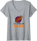 Womens I'm Hooked on Yarn, Funny Yarn Projects Saying V-Neck Yarn Supply | Trending 2025 | Perfect for Crafters