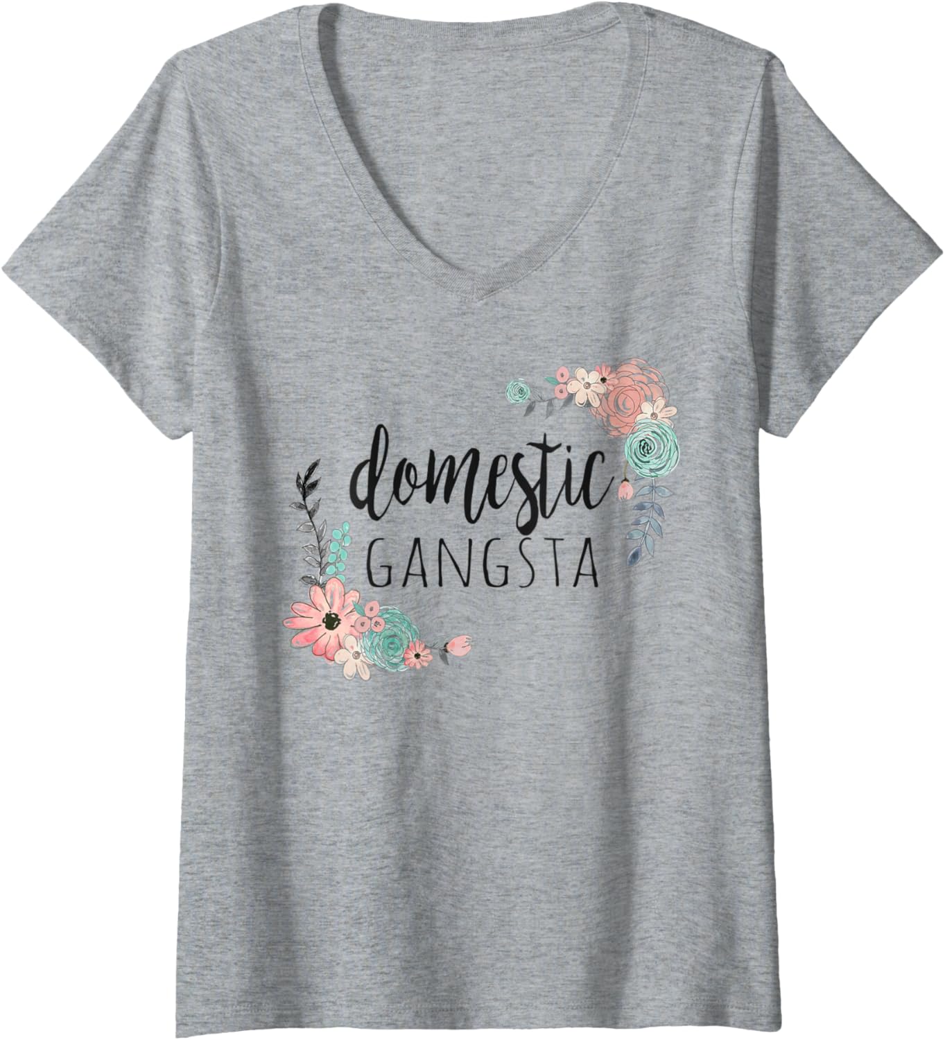 Womens Domestic Gangsta Homemaker Funny Mother's Day V-Neck Apparel | High Search Volume | Comfort Daily Wear