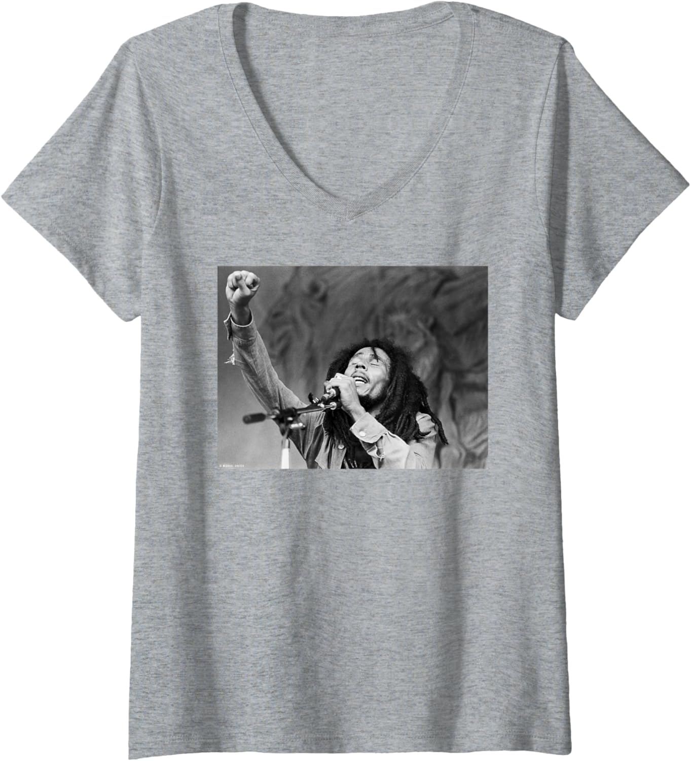 Womens Bob Marley Live in Massachusetts by Michael Grecco V-Neck Apparel | Perfect Gift Idea