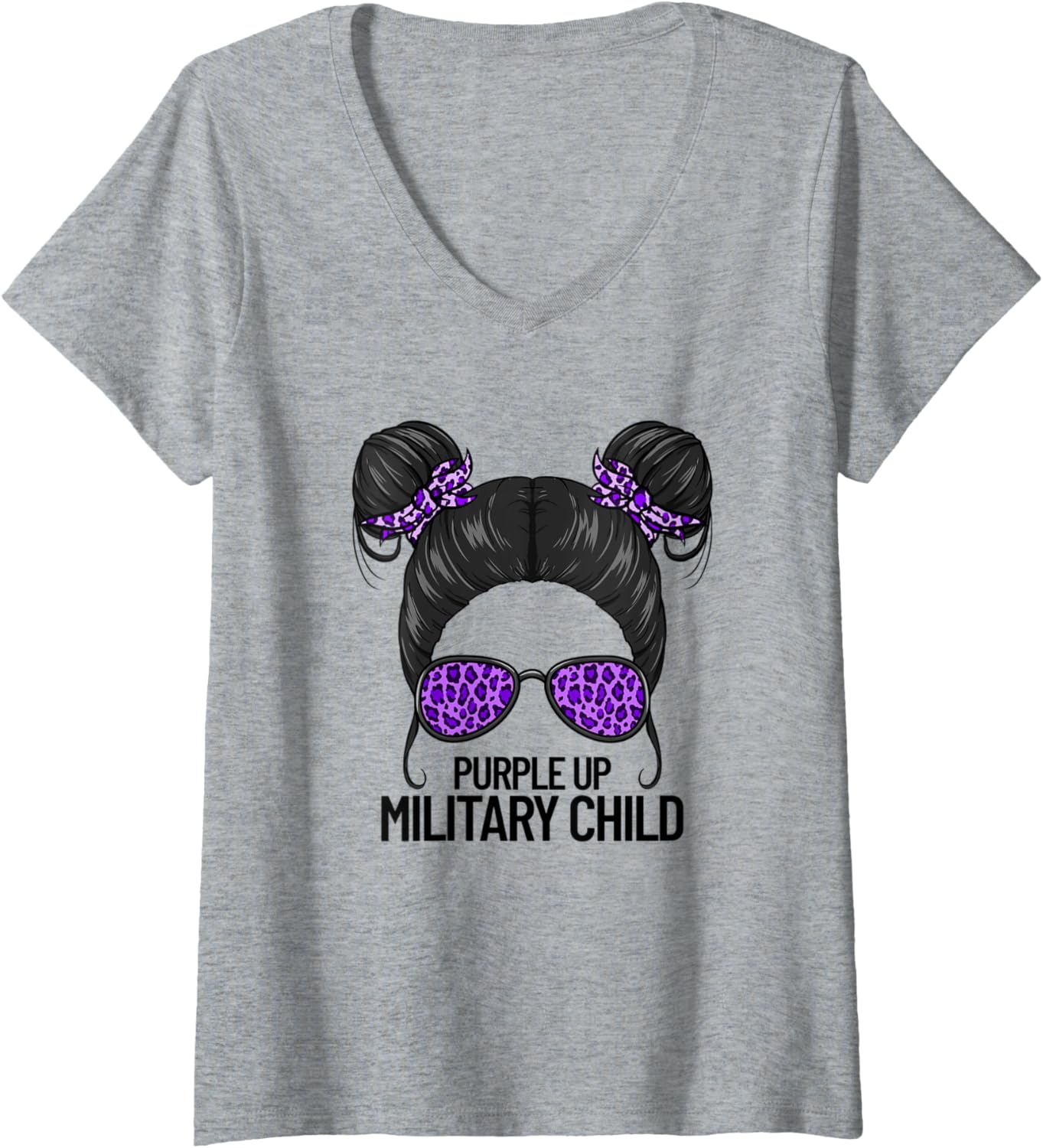 Womens Purple Up Military Child Cheetah Print Girls Purple Up V Neck Apparel Streetwear Style Hot Right Now