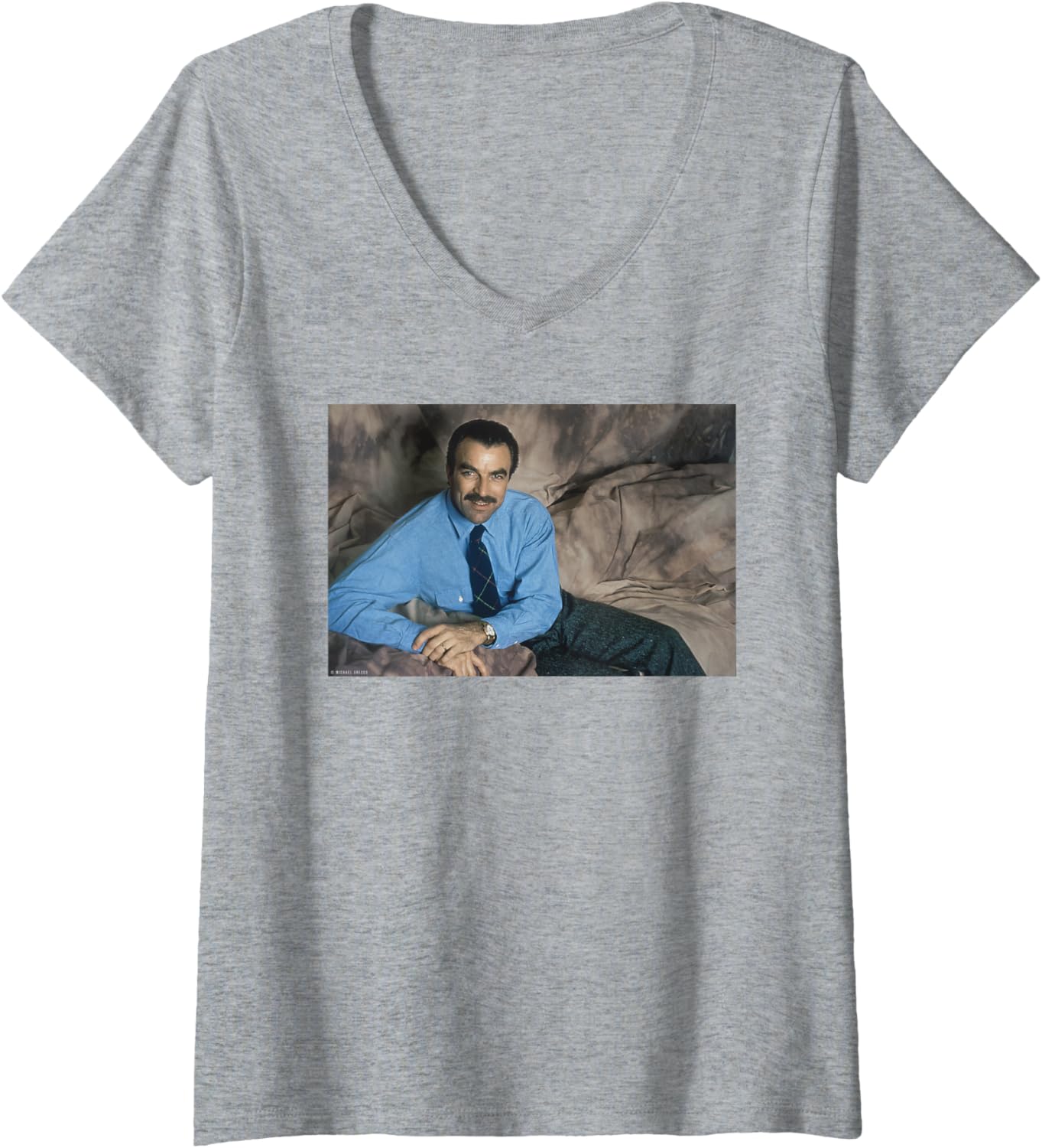 Womens Tom Selleck Magnum P.I. Actor By Michael Grecco V-Neck Apparel | Premium Quality