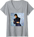 Womens Janet Jackson LA 1989 Portrait by Michael Grecco V-Neck Apparel | US Best Seller