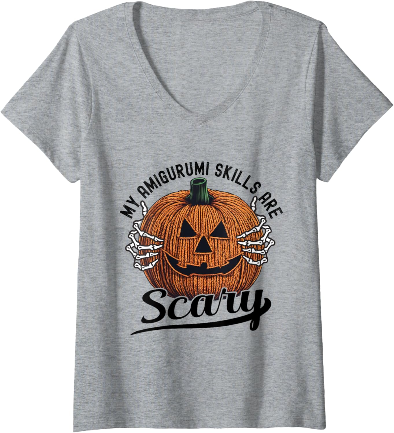 Amigurumi Yarn Halloween Pumpkin Yarn Lovers Funny Amigurumi V-Neck Yarn Supply | High Search Volume | Best Seller Ch...