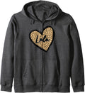 Lala Shirts Womens Leopard Print Mom Tee Cheetah Love Heart Zip Hoodie Hoodie Comfort Fit Fan Favorite