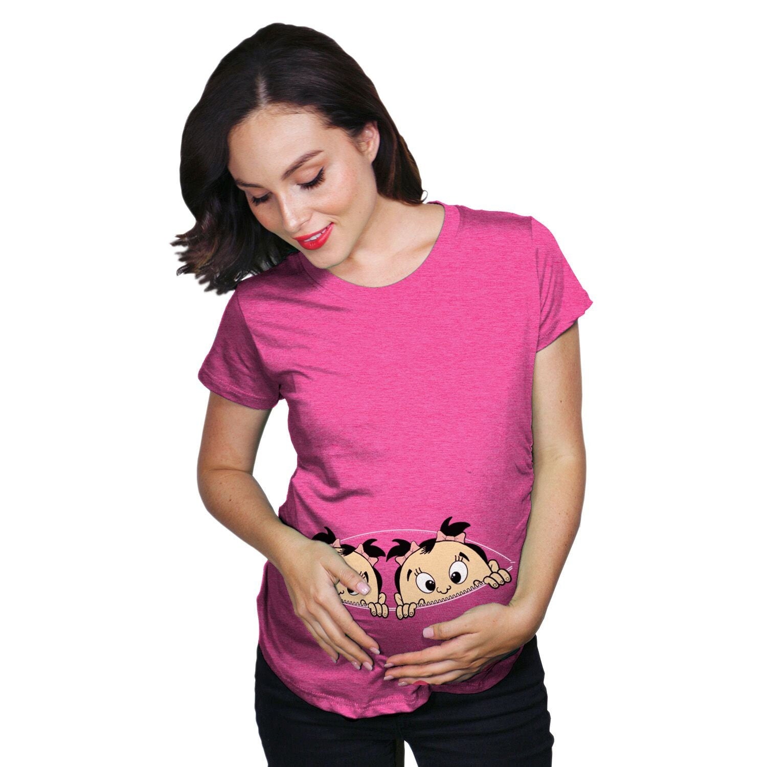 Twin Girls Maternity Shirt Twins Pregnancy Shirt Twins Peeking Peeking Baby Shirt Funny Pregnant Shirt Gender Reveal Twins Graphic Tee – Everyday Comfort · Trending Graphic Apparel