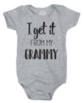Cute Romper Baby Undershirts Funny Baby Clothes I Get It From My Grammy Rompers With Sayings Black Baby Romper Funny Quotes Romper Graphic Tee – Everyday Comfort · Trending Graphic Apparel