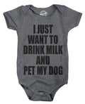 Funny Romper Funny Baby Clothes Dog Creeper Funny Baby Shirt Baby Shower Gift I Just Want to Drink Milk and Pet my Dog Graphic Tee – Warm & Stylish · Perfect For Daily Wear