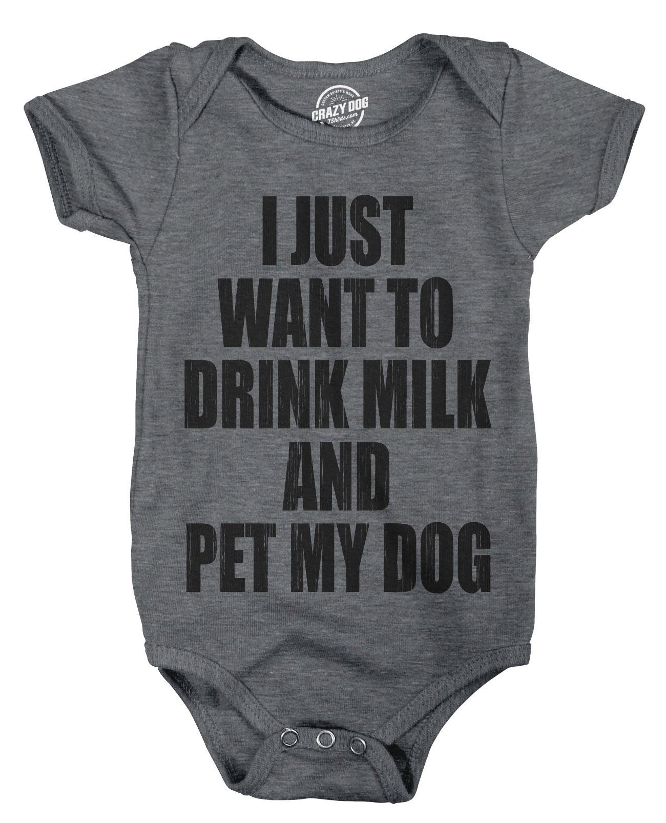 Funny Romper Funny Baby Clothes Dog Creeper Funny Baby Shirt Baby Shower Gift I Just Want to Drink Milk and Pet my Dog Graphic Tee – Warm & Stylish · Perfect For Daily Wear
