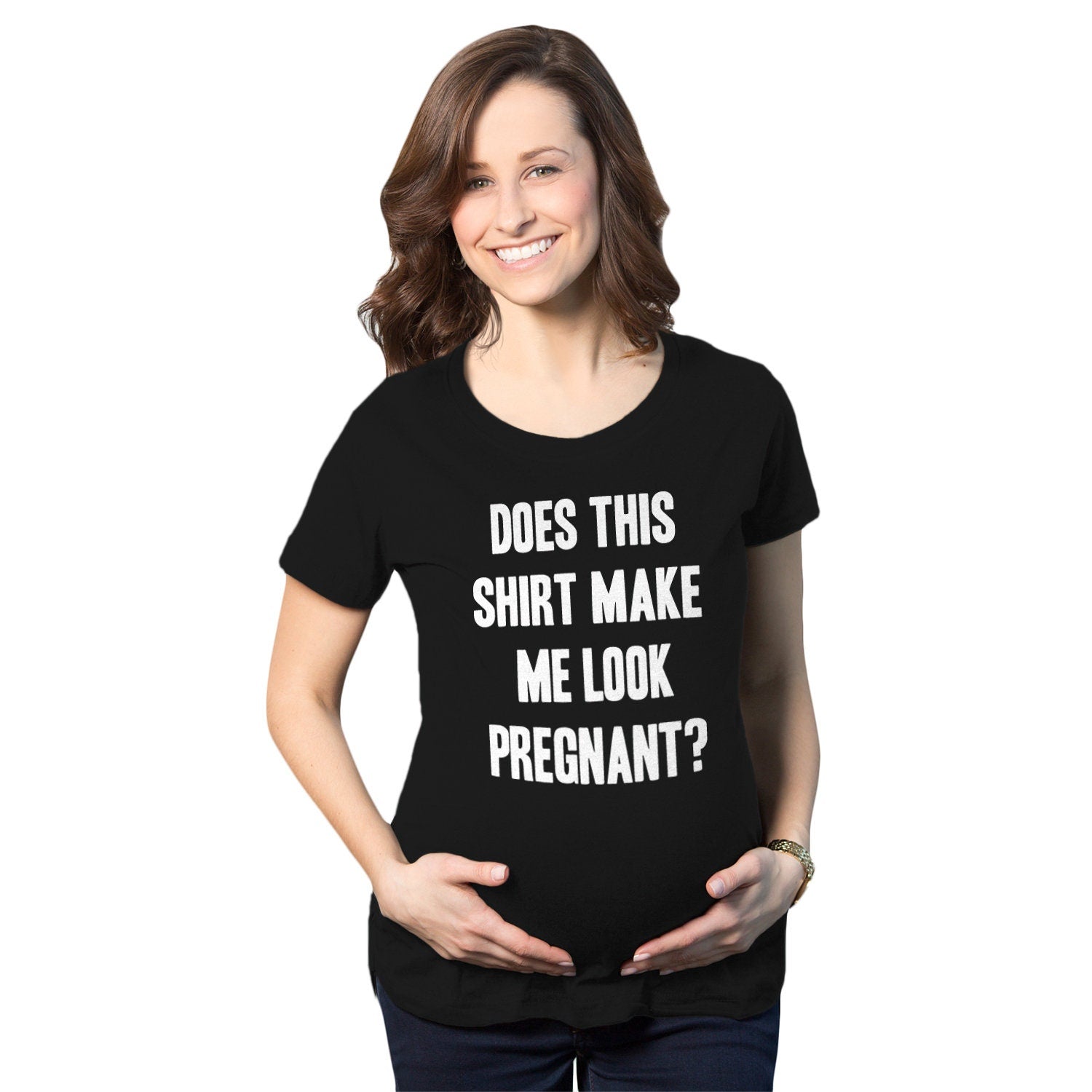 Does this Shirt Make me Look Pregnant Funny Maternity Shirt Funny Pregnant Shirt Hilarious Maternity Shirt Baby Announcement Shirt Graphic Tee – Warm & Stylish · Perfect For Daily Wear