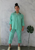 Vintage Pastel Matching Set Mint Green Palm Trees The Tropics Lightweight Crop Pant Pants Set Graphic Tee – Cozy Vibes · Great Gift For Fans