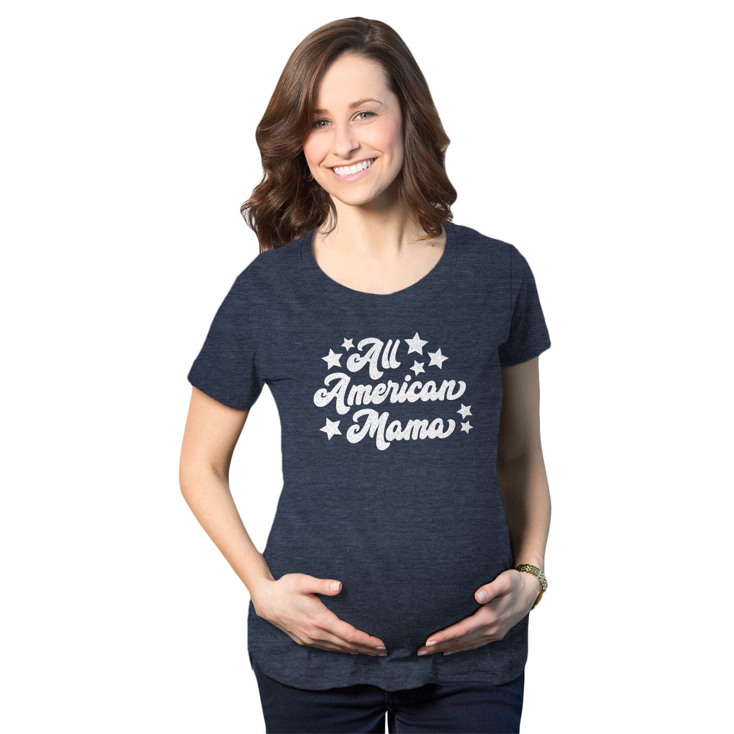 All American Mama 4th July Baby Pregnancy Tee STRETCHY Independence Day Maternity Shirt Party Celebration Pregnant Tshirt Baby Reveal Graphic Tee – Cozy Vibes · Trending Graphic Apparel