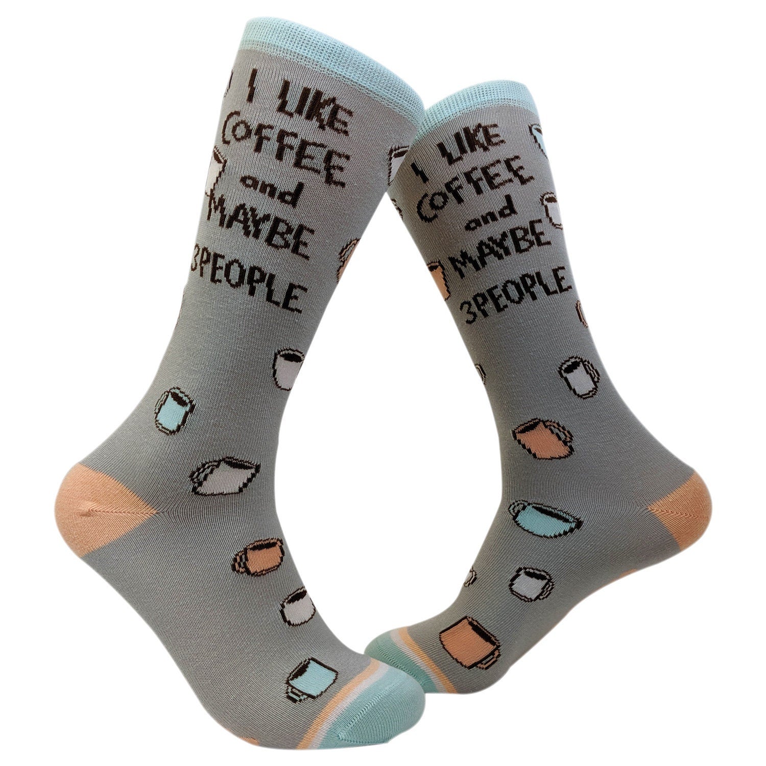 I like coffee and 3 people Socks Womens Coffee Socks Cute Womens Socks Funny Womens Socks Novelty Socks Introverted Compression Socks Graphic Tee – Soft Feel · High-Quality Print