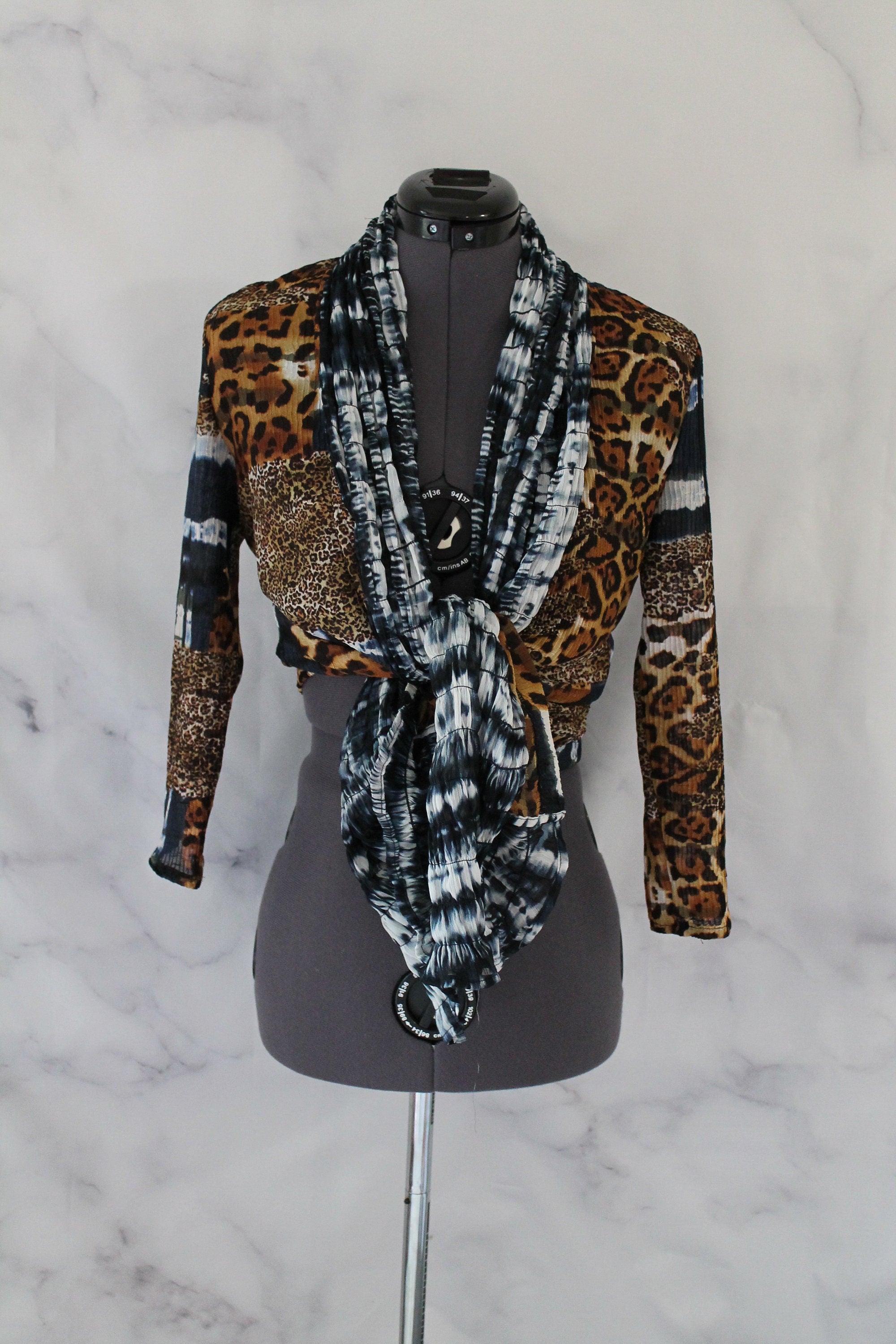 Vintage Sheer Indigo and Animal Print Kimono Graphic Tee – Bold Style · Great Gift For Fans