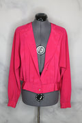 Vintage 80s Hot Pink Pleated Blouse Button Down Dolman Sleeve Graphic Tee – Easygoing Wear · Top Pick For Any Outfit