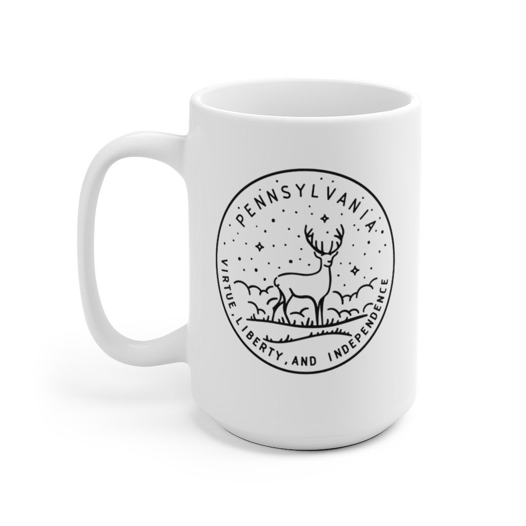 Pennsylvania Mug State Design White Ceramic Pennsylvania Mug 11oz 15oz Personalization Available Graphic Tee – Fan Favorite · Perfect For Daily Wear