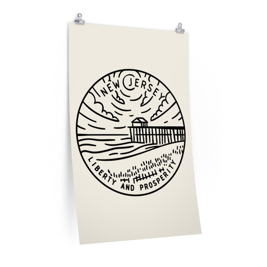 New Jersey Poster State Design New Jersey Print Picture Hand Drawn Art Personalization Available Jersey – Everyday Comfort · Great Gift For Fans