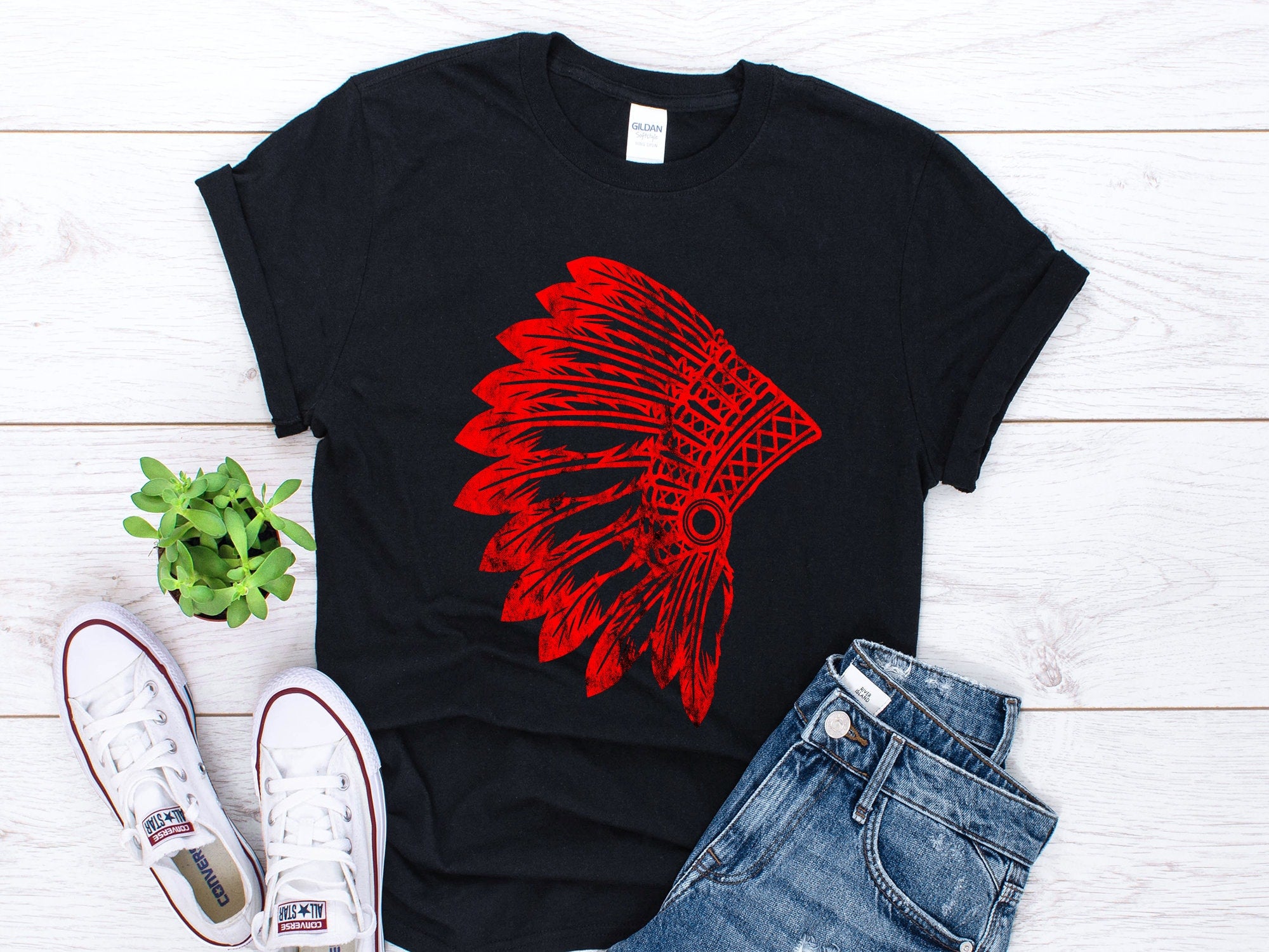 Native American Shirt Indian Headdress Shirt Feather Headdress Gift Feather Shirt Indian Chief Shirt Vintage Tribe Unisex Shirt Graphic Tee – Premium Graphic · Perfect For Daily Wear