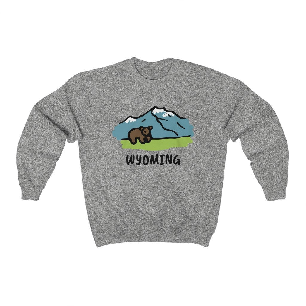 Wyoming Sweatshirt Unisex Mountain Bear Wyoming Sweatshirt Personalization Available Sweatshirt – Cozy Vibes · Great Gift For Fans