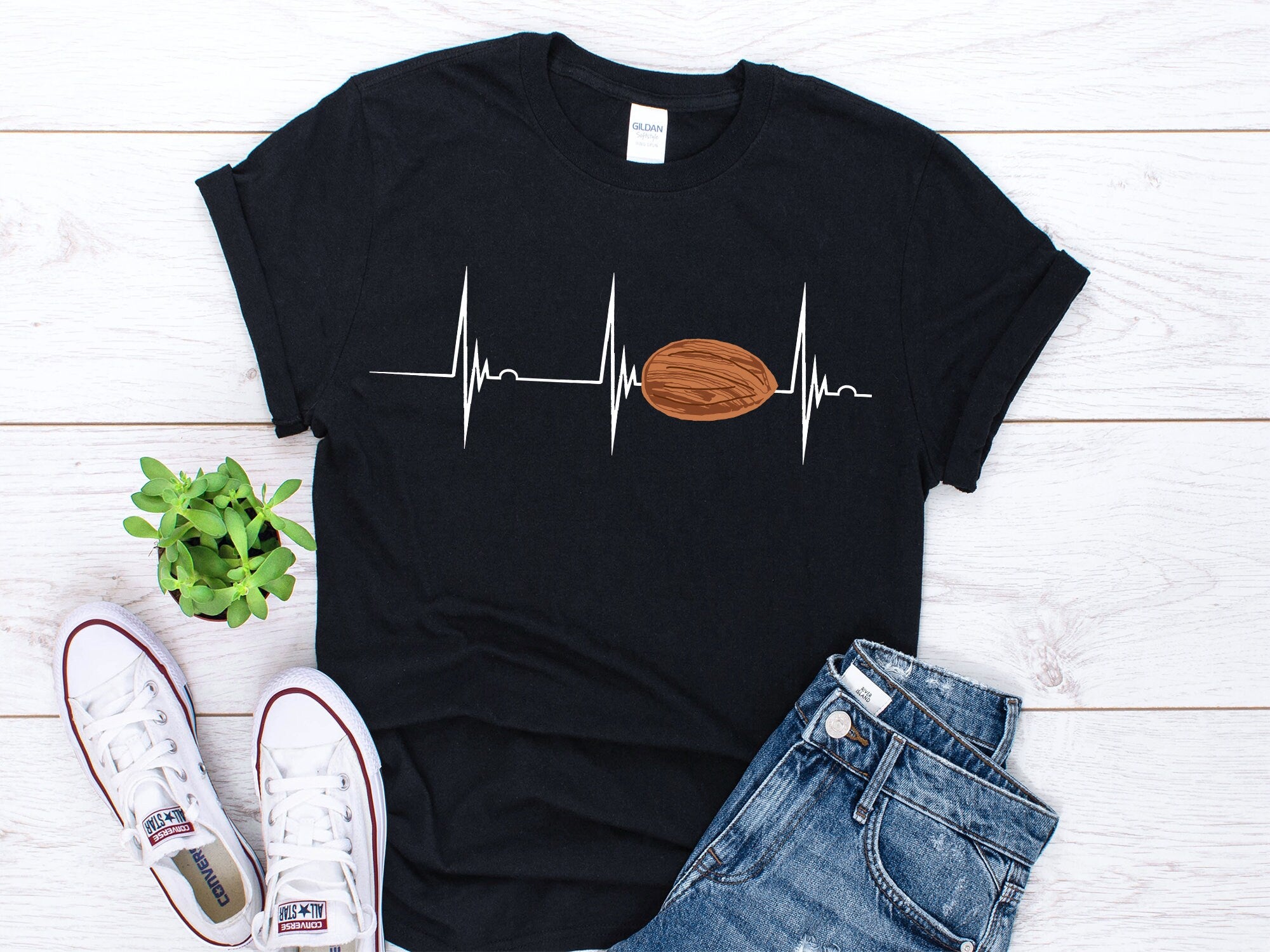 Almond Heartbeat Shirt Almond Gift Almond Nut Shirt Organic Almond Oil Gift Almond Lover Shirt EKG Pulse Almond Shirt Unisex Shirt Graphic Tee – Feel-Good Design · Trending Graphic Apparel