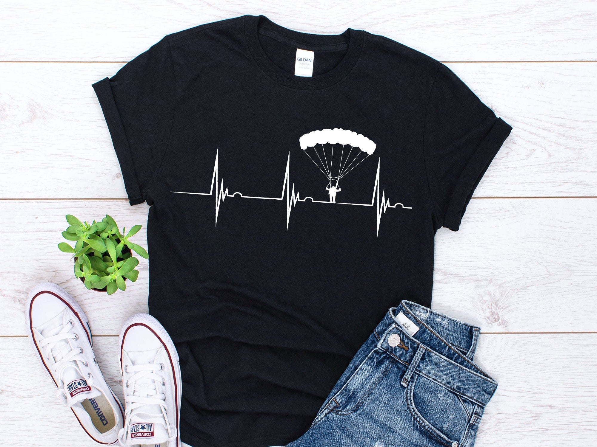 Skydiver Heartbeat Shirt Skydiving Shirt Skydive Gift Parachuting Shirt Parachute Jump Gift Skydiving Gift Skydiver Gift Unisex Shirt Graphic Tee – Cozy Vibes · Great Gift For Fans