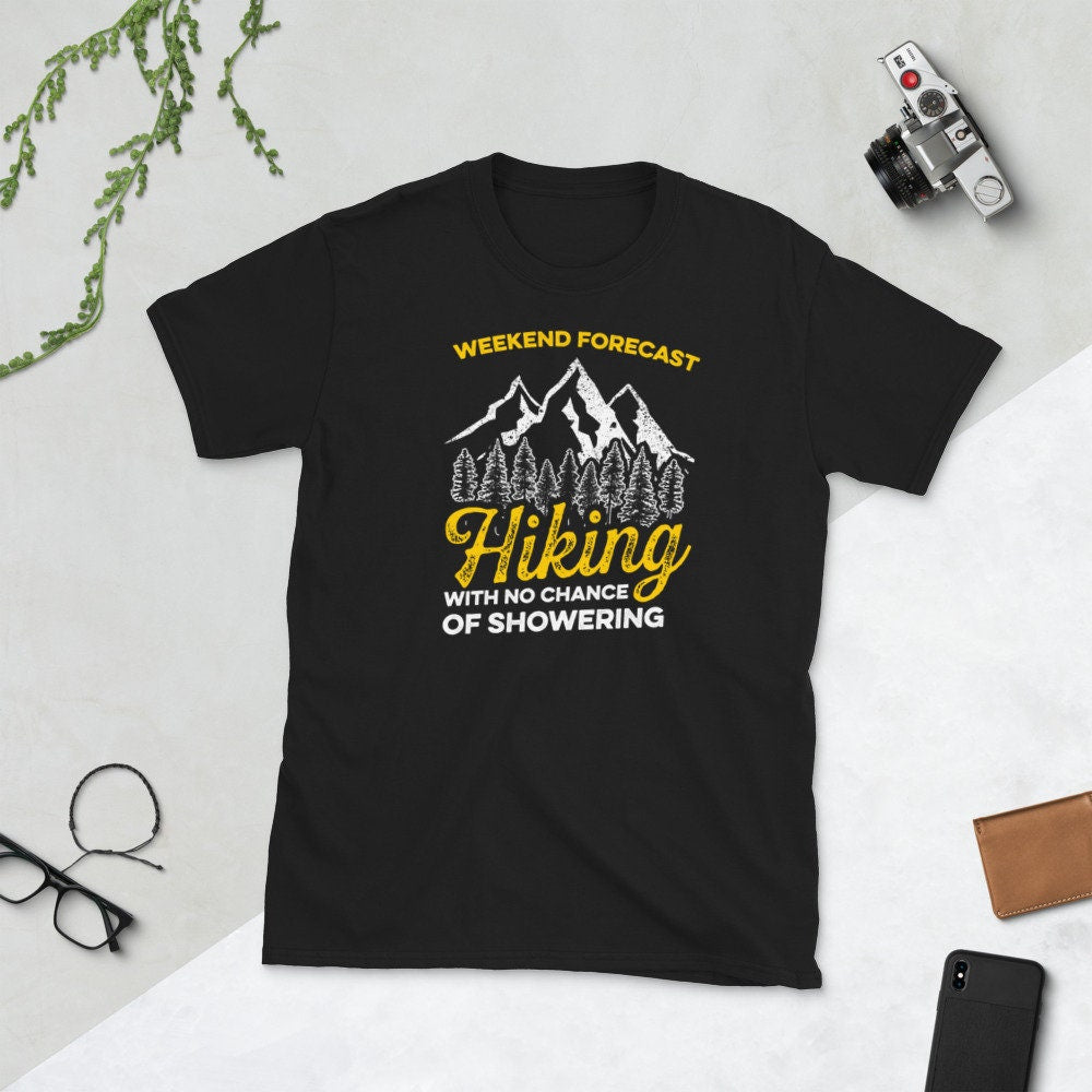 Weekend Forecast I Mountain I Camping Tee Shirt Graphic Tee – Bold Style · Great Gift For Fans