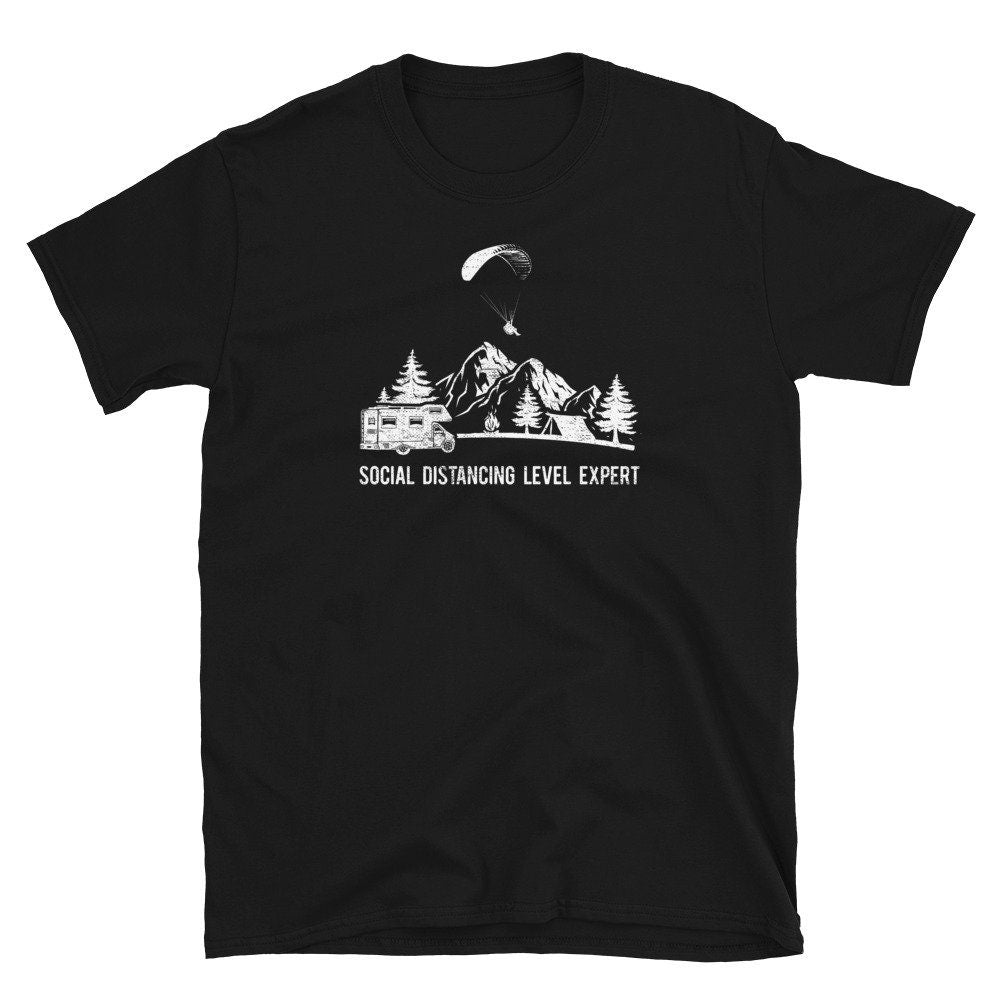 Social Distancing Paragliding Camping Hike and Fly T Shirt Graphic Tee – Aesthetic Look · Top Pick For Any Outfit