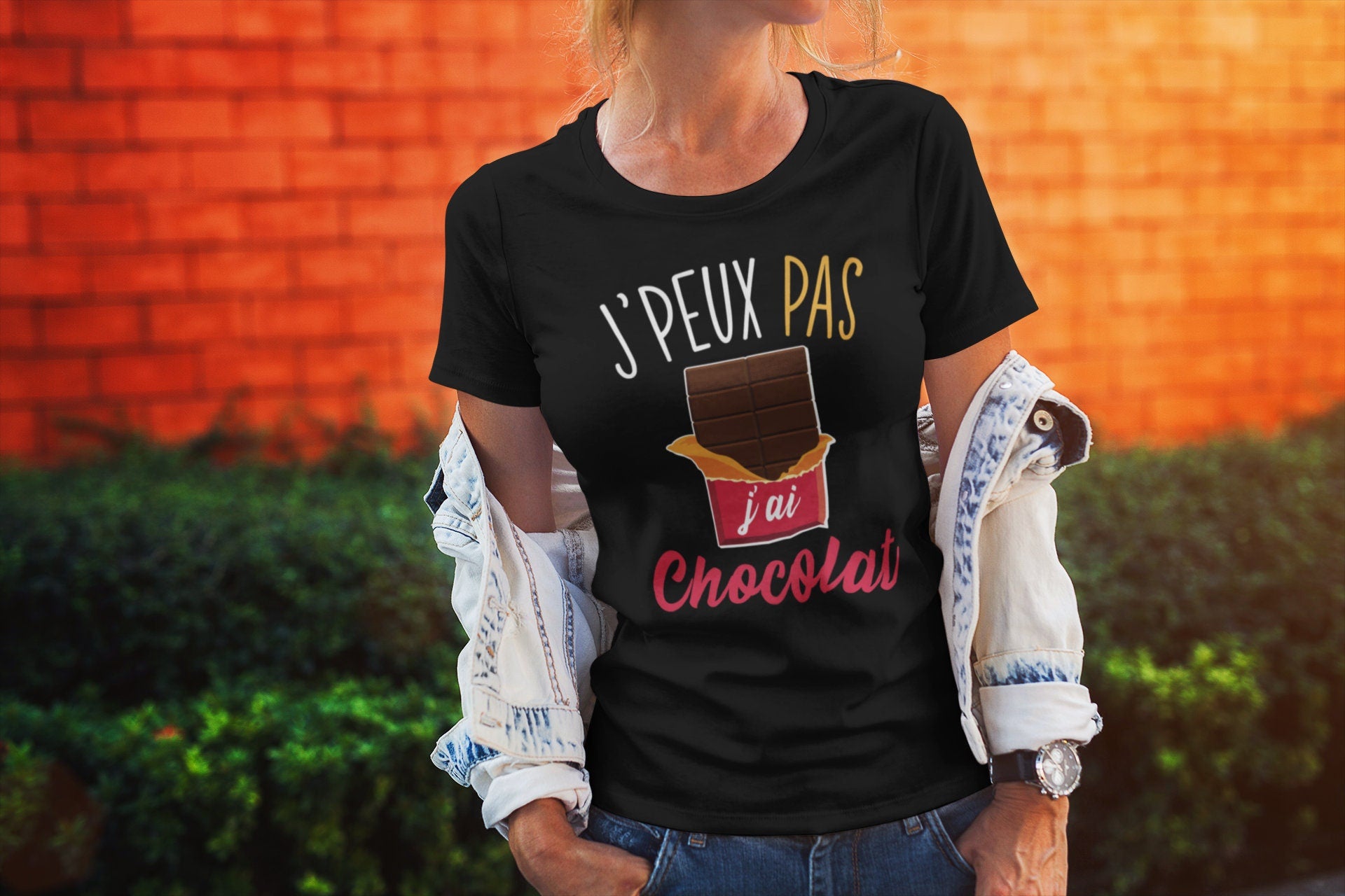 Chocolat J39peux pas j39ai Chocolat T shirt Femme Bio Humour Fun Drle Collection Pour Fan de Chocolat Graphic Tee – Warm & Stylish · High-Quality Print