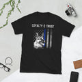 German Shepherd quotLoyalty and Trustquot Police Dog US Flag T Shirt Graphic Tee – Easygoing Wear · Top Pick For Any Outfit