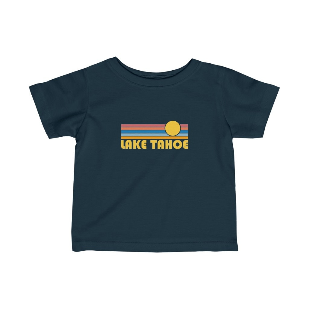 Lake Tahoe California Infant Shirt Retro Sunset Unisex Lake Tahoe Baby Newborn T Shirt Personalization Available Graphic Tee – Warm & Stylish · Must-Have Style