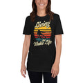 Wakeboarder Tee Shirt I Living The Wake Life Retro Sunset Wakeboarding Gift Graphic Tee – Bold Style · Great Gift For Fans