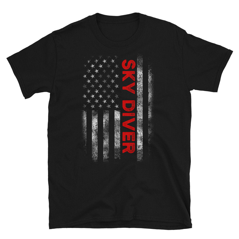US Flag Skydiver Parachute Tshirt Gift Graphic Tee – Soft Feel · Great Gift For Fans