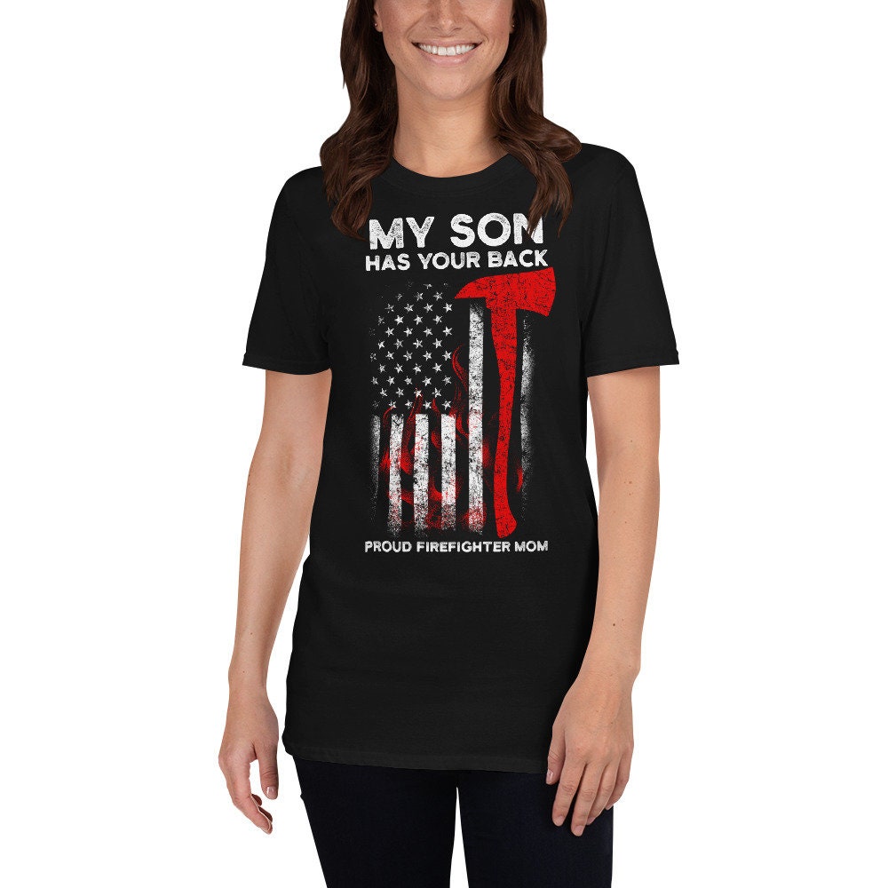 Proud Firefighter Mom US Flag T Shirt Graphic Tee – Fan Favorite · Must-Have Style