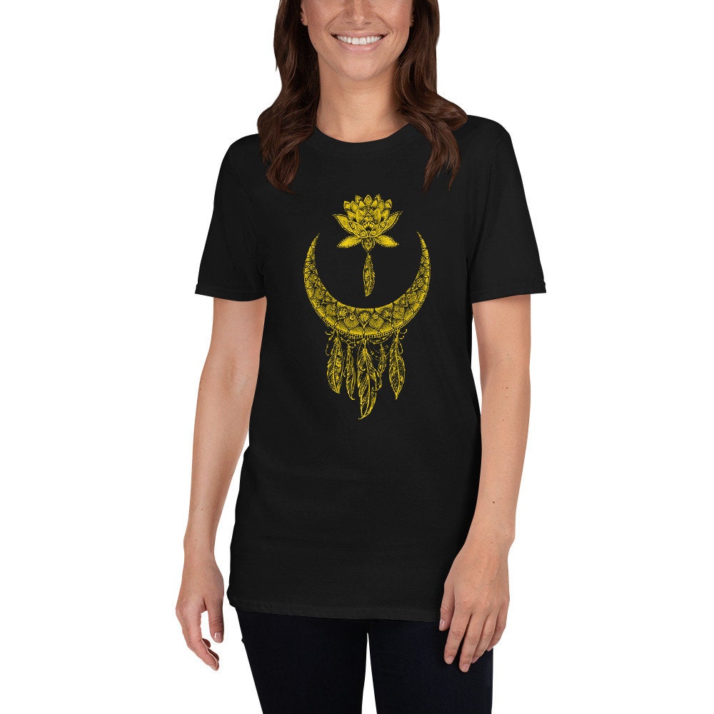 Sacret Lotus Flower Half Moon Dreamtcatcher T Shirt Graphic Tee – Warm & Stylish · Top Pick For Any Outfit