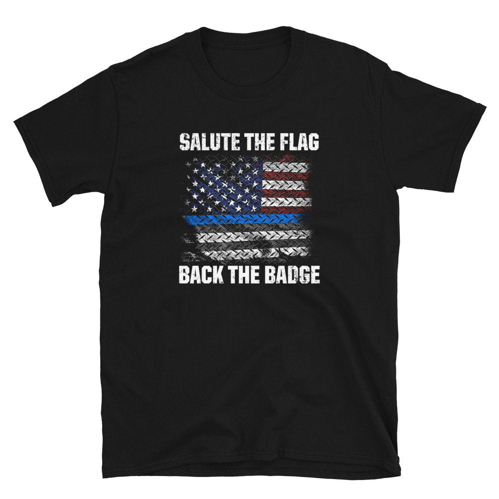 Salute the US Flag Back The Badge T Shirt Graphic Tee – Cozy Vibes · Perfect For Daily Wear