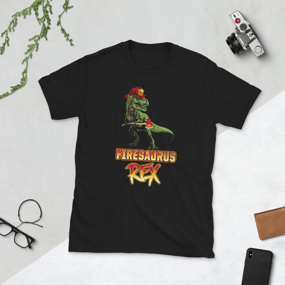 Firesaurus T Rex Dinosaur Firefighter T Shirt Graphic Tee – Aesthetic Look · Perfect For Daily Wear