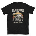 I Like Tractors And Beer Retro Sunset Farmer T Shirt Graphic Tee – Soft Feel · Great Gift For Fans