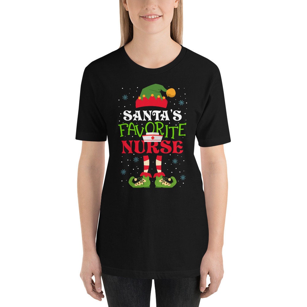 Nurse Hat I Christmas Snow Holiday Elf Hat Pajamas I Santa39s Favorite Nurse T Shirt Graphic Tee – Cozy Vibes · High-Quality Print