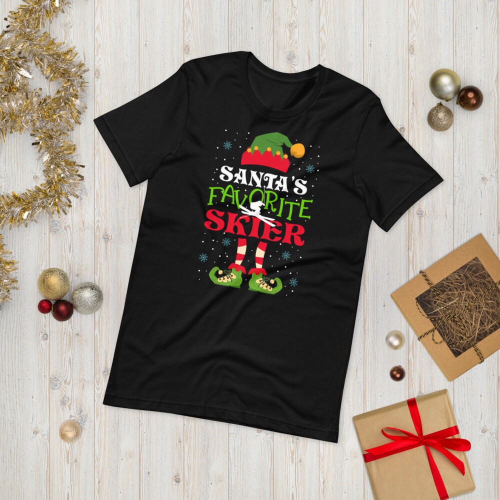 Ski Sport Christmas Holiday Snow Skiing Elf Pajamas I Santa39s favorite Skier Short Sleeve Unisex T Shirt Graphic Tee – Cozy Vibes · Must-Have Style