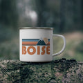 Boise Idaho Camp Mug 12oz Retro Mountain Enamel Campfire Boise Mug Personalization Available Graphic Tee – Warm & Stylish · High-Quality Print