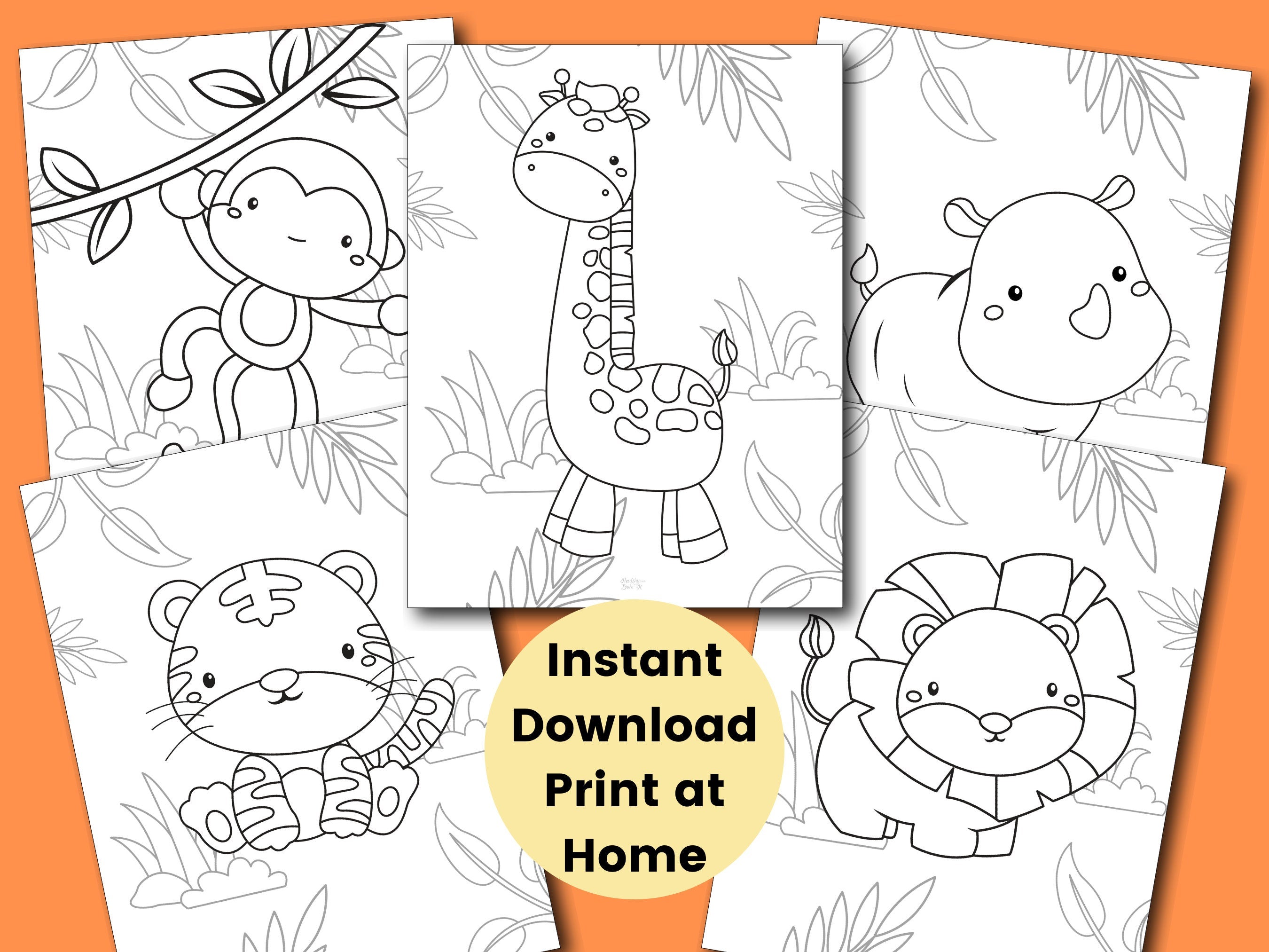Safari Coloring Pages for Kids Kids Party Games Jungle Birthday Favor Animal Coloring Sheet Baby Shower Activities Homeschool Printable Graphic Tee – Feel-Good Design · Trending Graphic Apparel