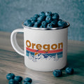 Oregon Camp Mug 12oz Mountain Sunset Enamel Campfire Oregon Mug Personalization Available Graphic Tee – Cozy Vibes · Top Pick For Any Outfit