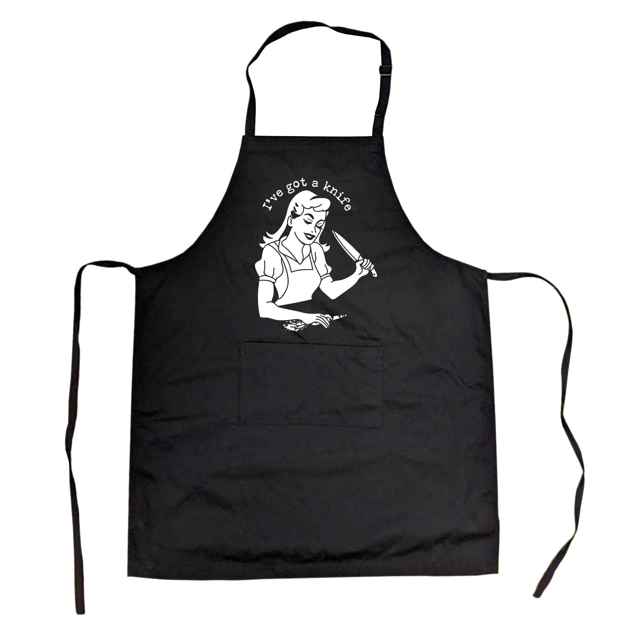 Funny Baking Apron I39ve Got A Knife Mother39s Day Gift Gift For Mom Cooking Apron Murderino Funny Kitchen Cook Aprons Murder Aprons Graphic Tee – Warm & Stylish · High-Quality Print