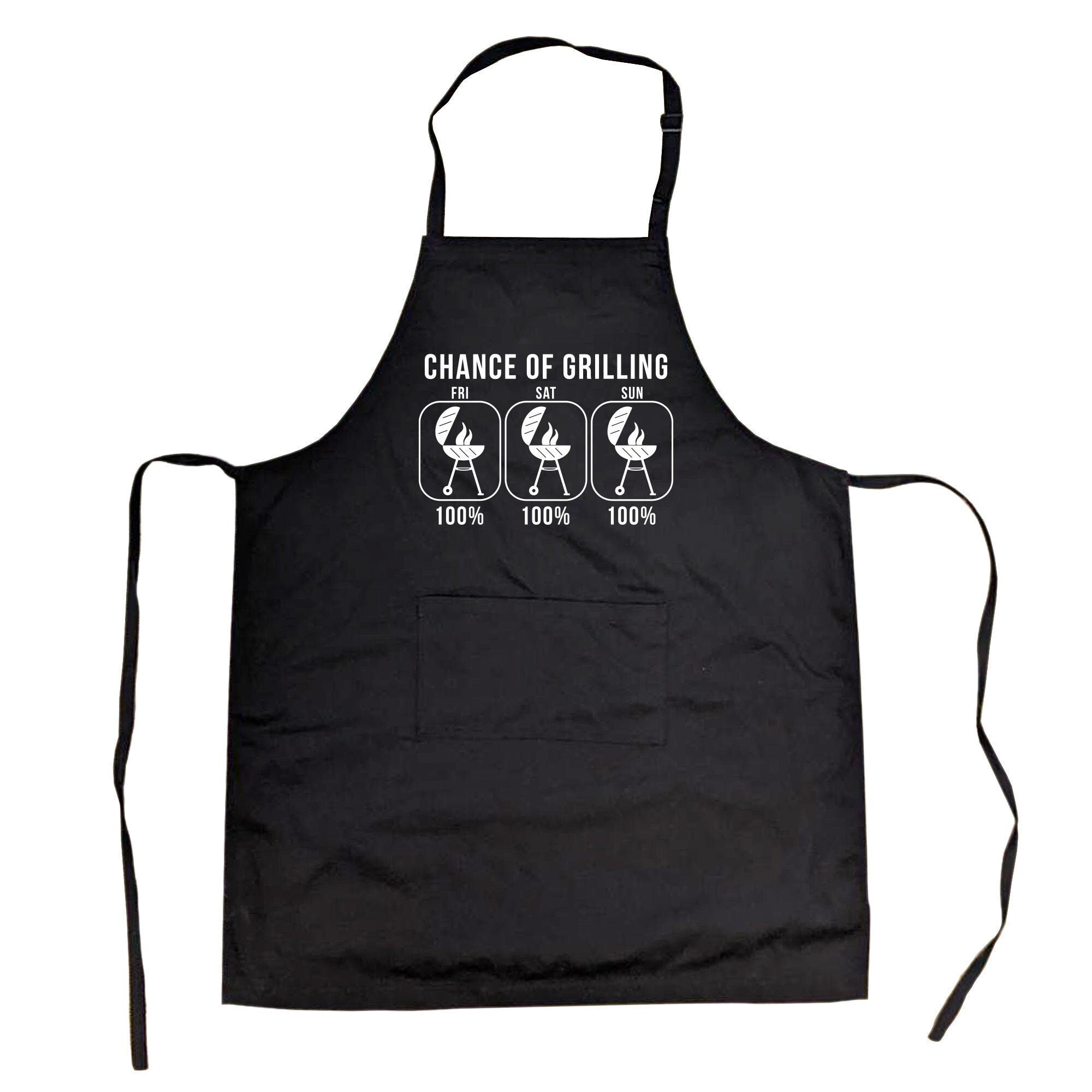 Funny Barbecue Apron Chance of Grilling 100 Meat BBQ Apron Offensive Apron Fathers Day Cooking Gift Funny Gift for Dad Cooks Gift Graphic Tee – Fan Favorite · Perfect For Daily Wear