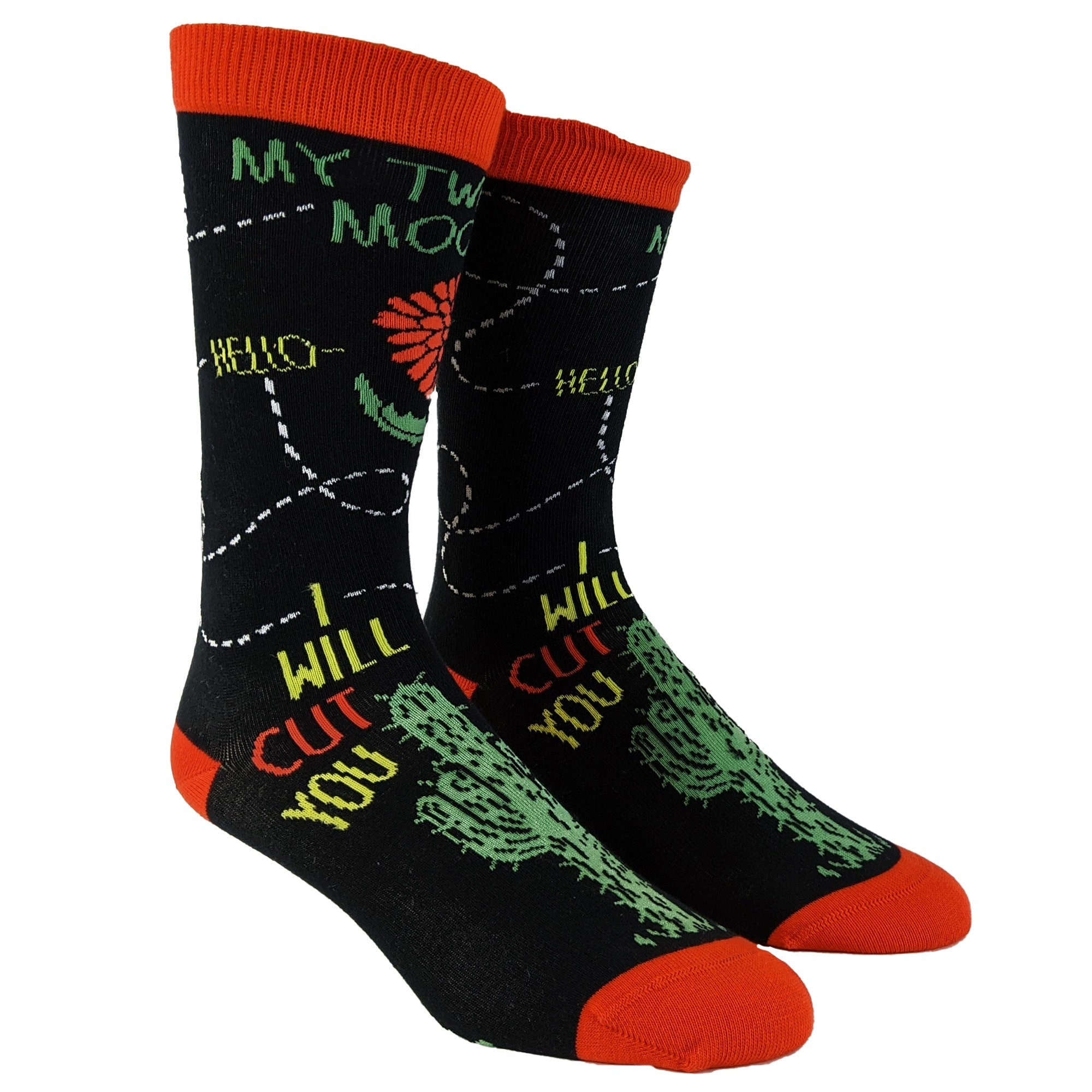 Two Moods Hello I WILL Cut You Socks Bridesmaid Socks Rude Gift Funky Socks Funny Socks Fancy Socks Cute Socks Gift for Her Graphic Tee – Warm & Stylish · Great Gift For Fans