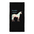 Beautiful Unicorn Whimsical Fun Beach or Bathroom Towel Graphic Tee – Soft Feel · Great Gift For Fans