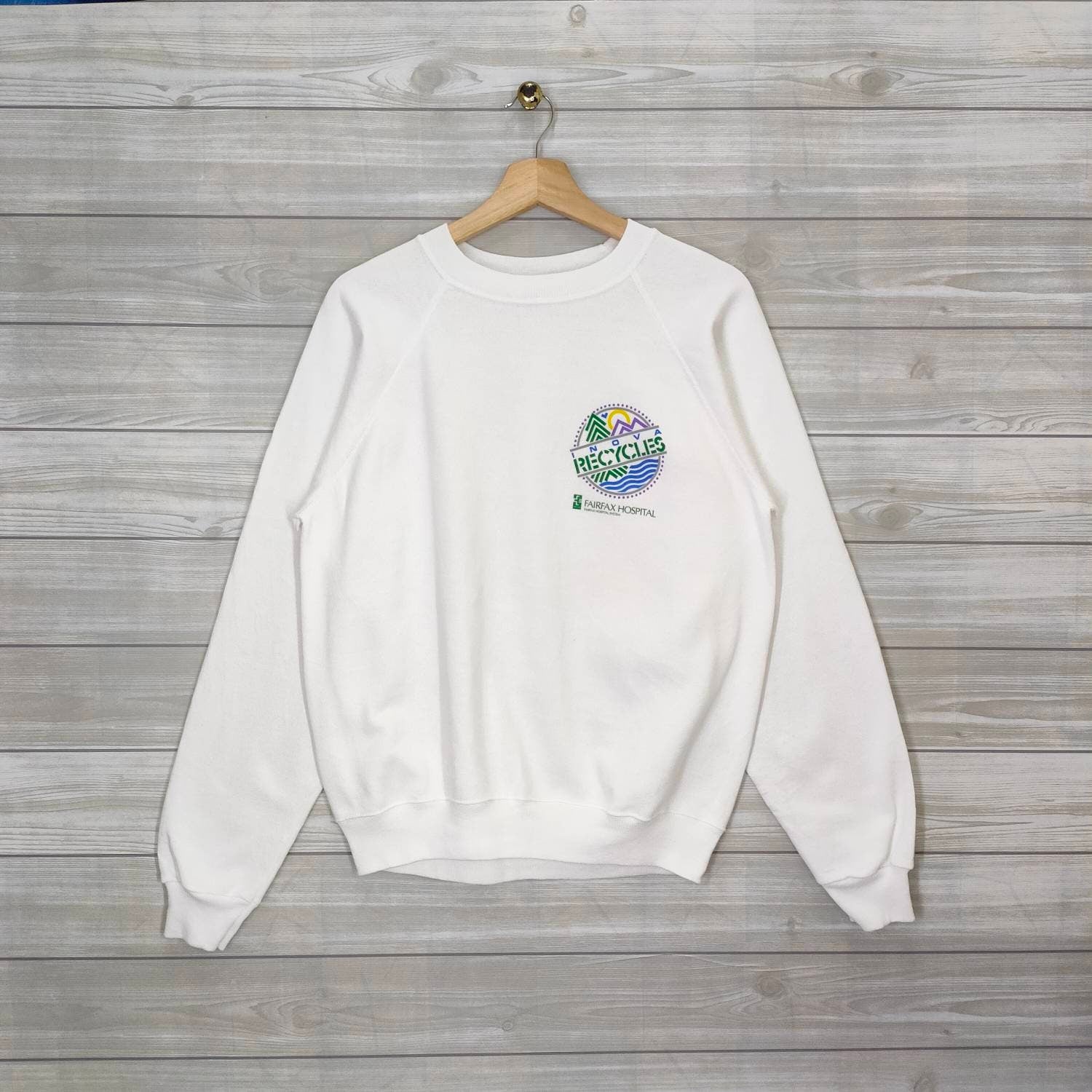 80s Crewneck Vintage Hanes Sweatshirt Fairfax Hospital Jumper Pullover White Womens Size Medium Sweatshirt – Fan Favorite · Trending Graphic Apparel