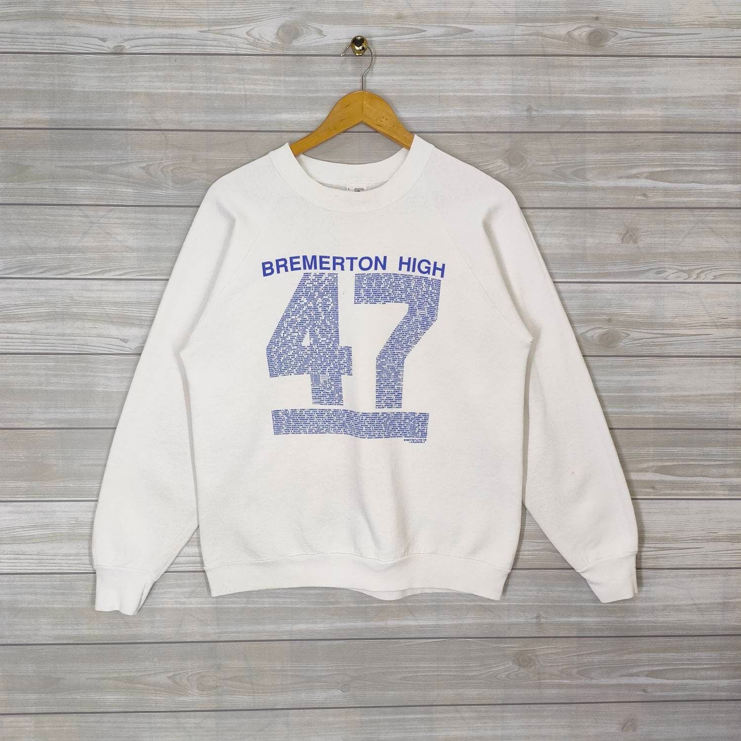90s Crewneck Raglan Vintage Bremerton High Sweatshirt Jumper Pullover White Size Medium Sweatshirt – Bold Style · Trending Graphic Apparel