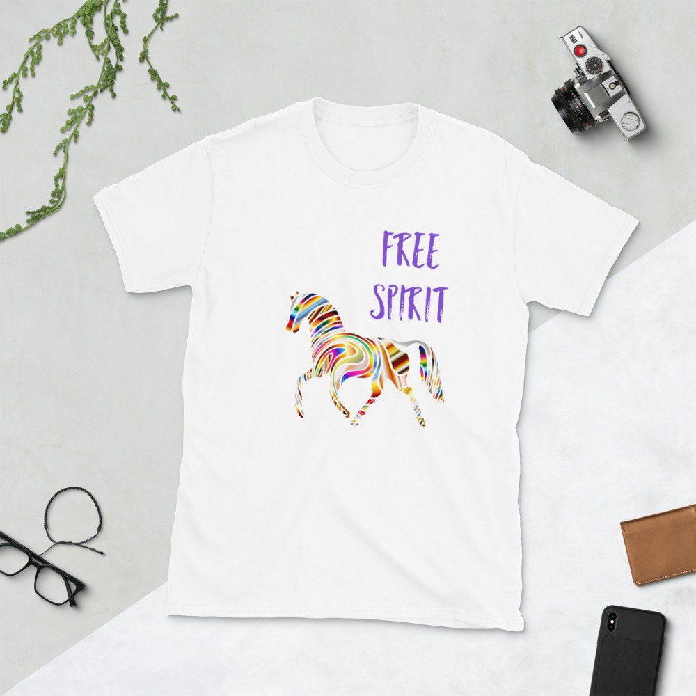 Free Spirit Equine Horse Short Sleeve Unisex T Shirt Graphic Tee – Easygoing Wear · Great Gift For Fans